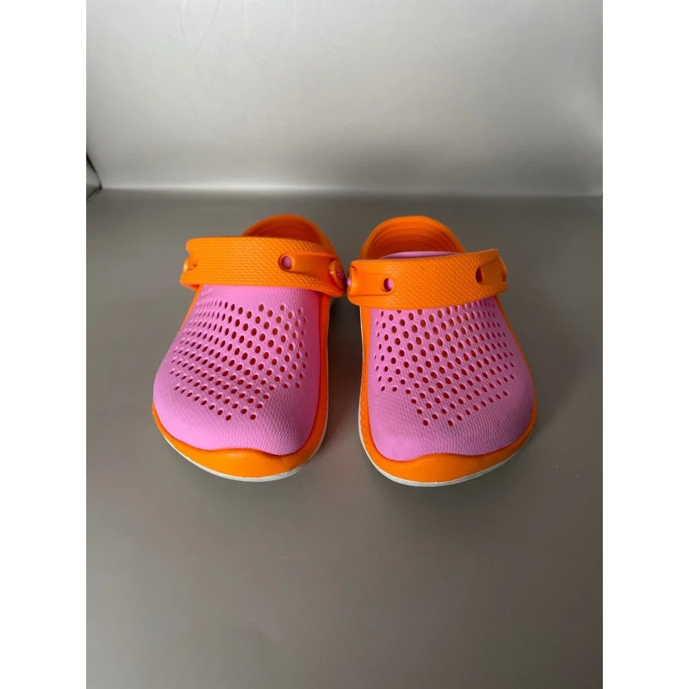 Crocs LiteRide Kids Clogs Pink Orange Size C8 Lightweight Comfort Shoes